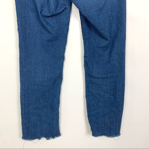 NYDJ Marilyn Straight Frayed Raw Hem Ankle Crop Lift Tuck Blue Jeans 0 - Picture 8 of 11